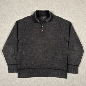 Iceland Wool Sweater Henley Mens Medium Gray Button Pullover Shirt Made in Italy